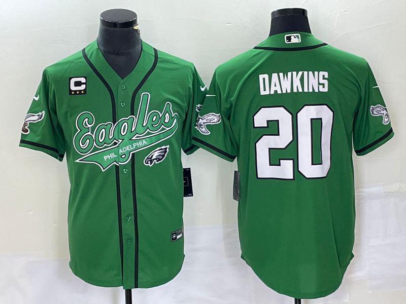 Men Philadelphia Eagles 20 Dawkins Green Co Branding Game NFL Jersey style 3